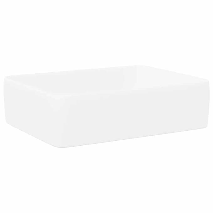 Vidaxl Lavabo, Blanc, 48X37X13 Cm, Céramique, Rectangulaire