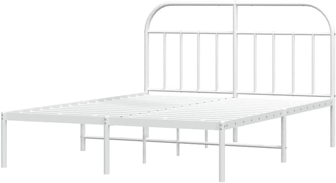 Metalen Bedframe - Ledikant Hoofdbord - Slaapkamer Inrichten - Robuuste Stalen Constructie - 183 x 213 cm - Wit