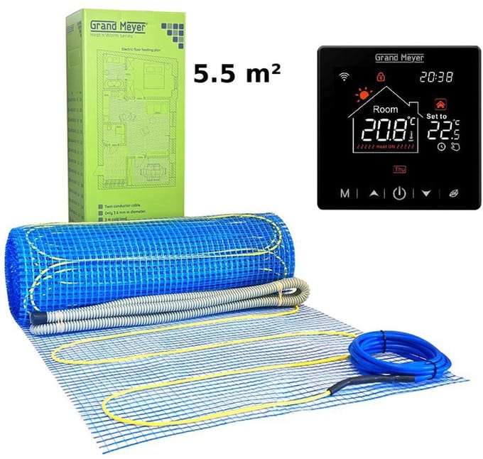 Elektrische vloerverwarmingsset 5,5 m², 170 W/m² + SN-20 Thermostaat, Grand Meyer