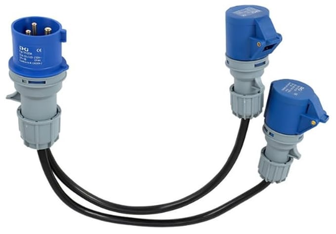 Cosensi - CEE-adapter 32A naar 2 x 16A met IP44 Bescherming