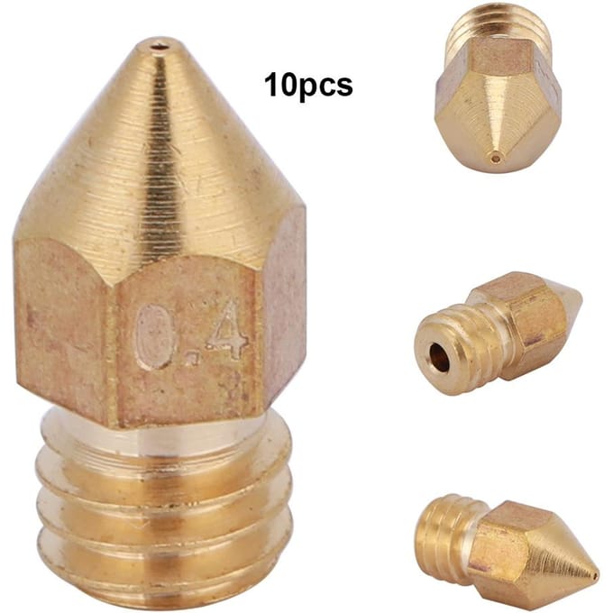 10 stuks MK8 Messing Extruder Nozzle voor 3D Printer CR-10 A8 1.75mm0.4mm beige