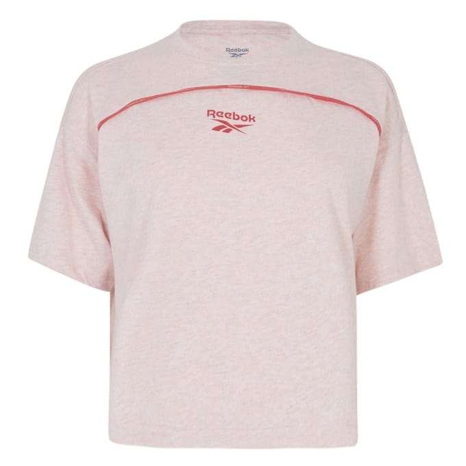 Reebok Dames-T-shirt met contrasterende biezen en een relaxte pasvorm (Ecru gemêleerd)