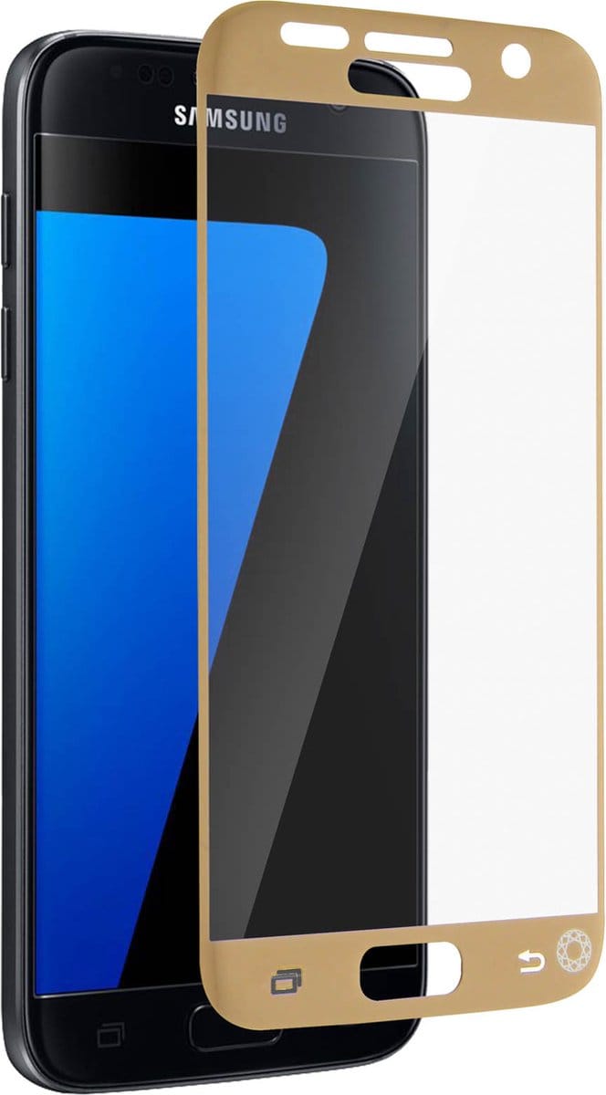 Force Case, Screenprotector geschikt voor Samsung Galaxy S7 - Tempered Glass 2.5D, Goud