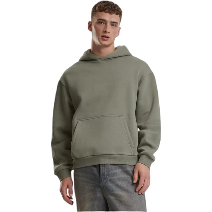 Urban Classics - Fluffy Hoodie/trui - S - Olijfgroen