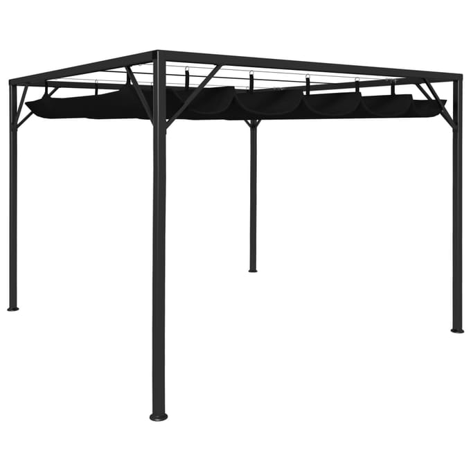 vidaXL - Tuinprieel - met - uittrekbaar - dak - 3x3 - m - antraciet