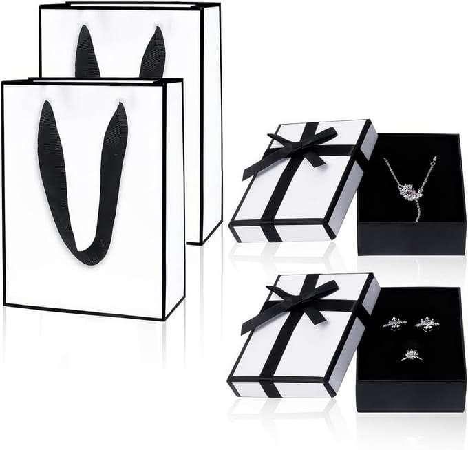 Solidchoice - Set van 2 Kleine Cadeauboxen met Deksel en 2 Cadeautassen