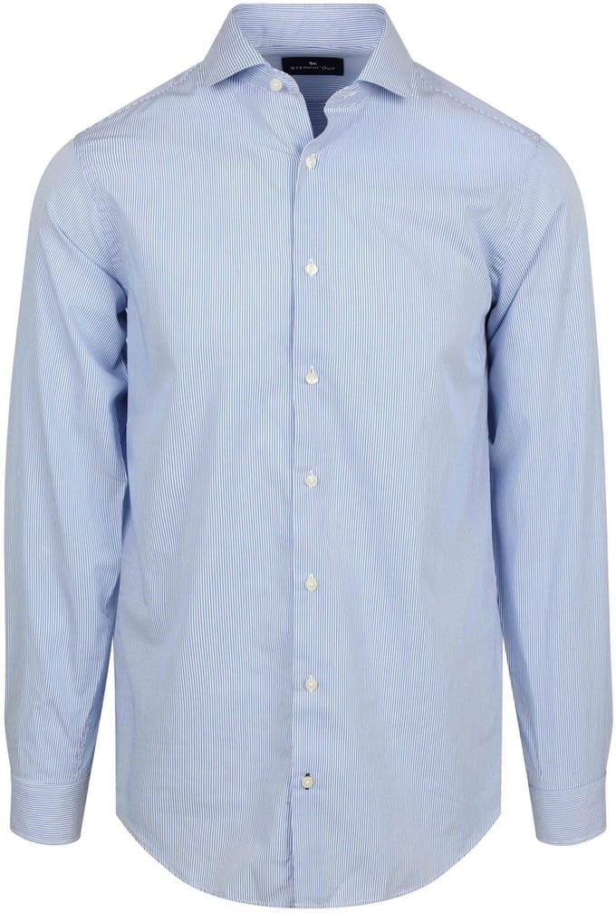 Steppin' Out Overhemd Twill Streep Lichtblauw - Maat M - Heren