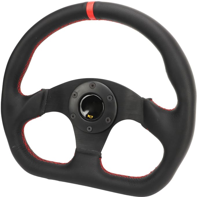 Auto D Type Stuurwiel Zwart Frame Leer Sport Race Universele Pasvorm Drifting Stuurwiel Vervanging black