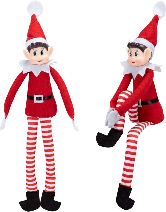 Kerstelf - Kerstdecoratie - Zittend - 40 cm - 1 Stuk