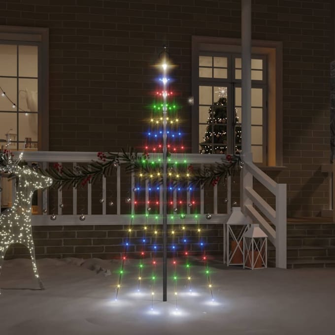 vidaXL - Vlaggenmast - kerstboom - 108 - LED's - meerkleurig - 180 - cm