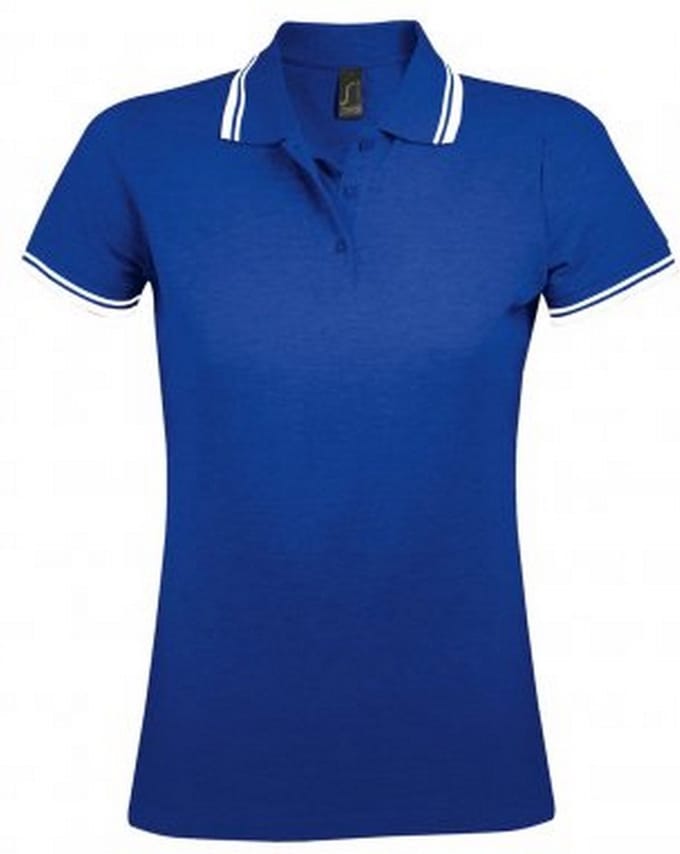 SOLS Dames/dames Pasadena getipt korte mouw Pique Polo Shirt (Koninklijk/Wit)