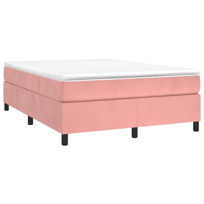 vidaXL - Boxspring - bed - fluweel - roze - 140x190 - cm