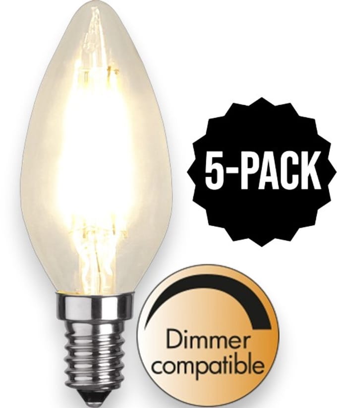 5-Pack | Kaarslamp - E14 - 4.2W - Extra Warm Wit - 2700K - Dimbaar
