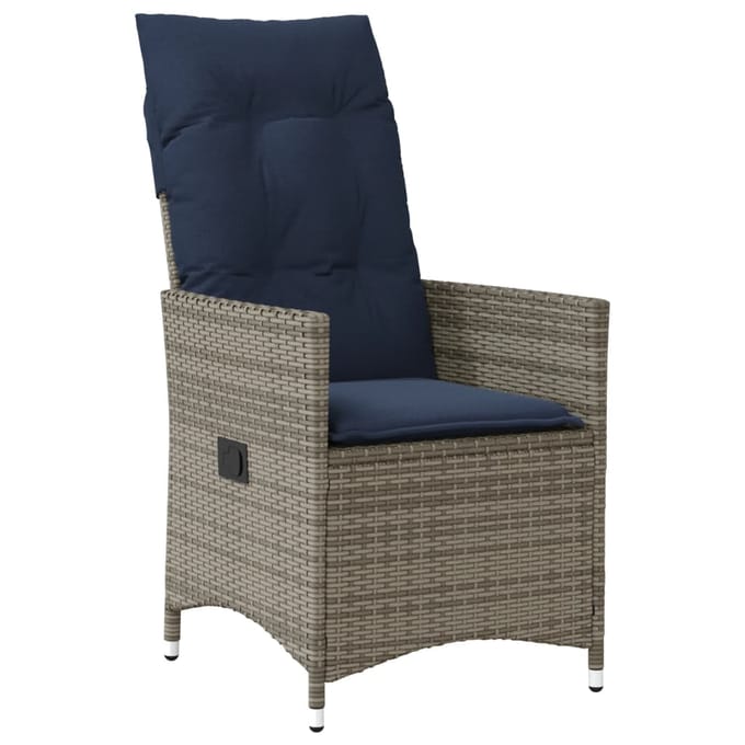 vidaXL - Tuinstoelen - 2 - st - verstelbaar - met - kussens - poly - rattan - grijs