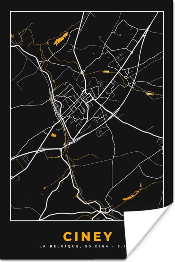 Poster Stadskaart - Plattegrond - Ciney - Goud - Kaart - 40x60 cm