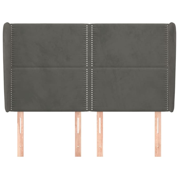vidaXL - Hoofdbord - met - randen - 147x23x118/128 - cm - fluweel - donkergrijs