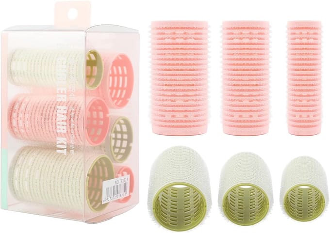 Krulspelden Set - Haarkrullers Volume - Haar Styling - Drie Maten - 123 x 75 x 67 cm - Rozegroen
