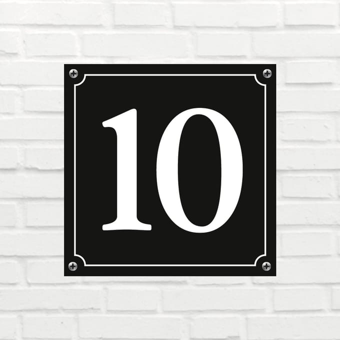 Huisnummerbord Mat zwart Deluxe - Nummer 10 - incl. bevestiging