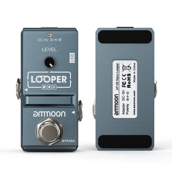 ammoon AP-09 Nano Loop effectpedaal voor elektrische gitaar Looper True Bypass Onbeperkte overdubs 10 grijs