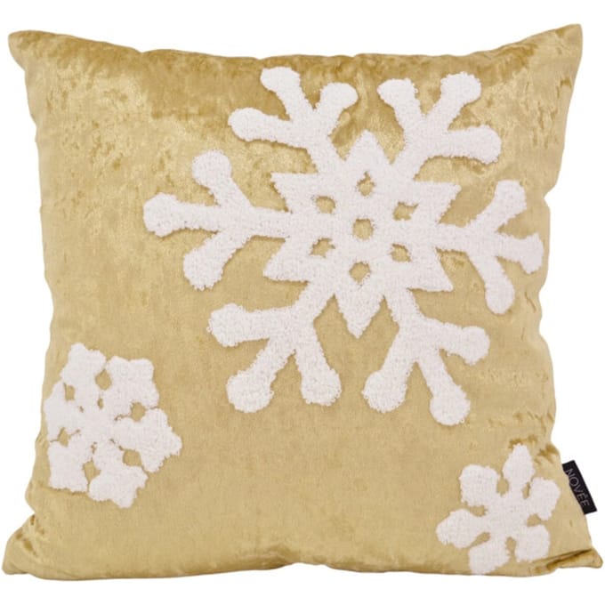 NOVÉE Sierkussen velvet gold snow | 45 x 45 cm | fluweel/polyester