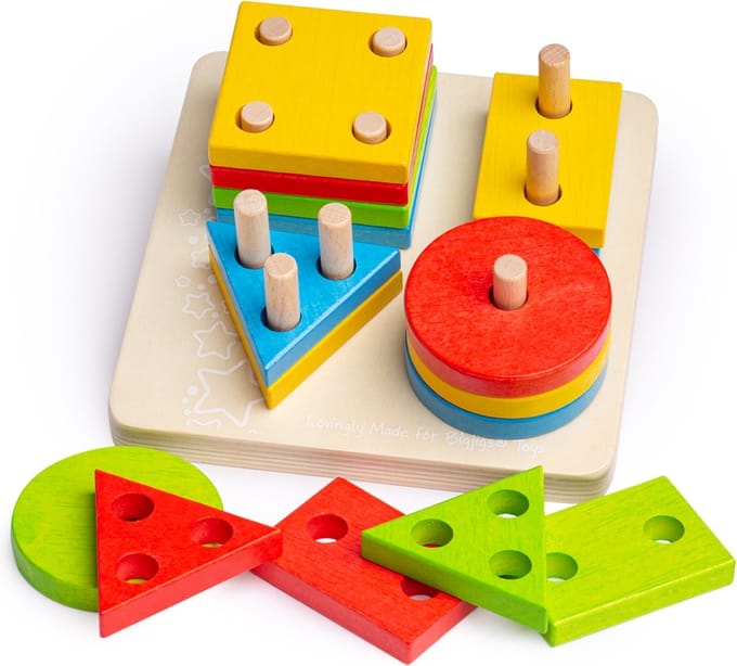 Bigjigs Wooden Shapes Stacking Game 17dlg.