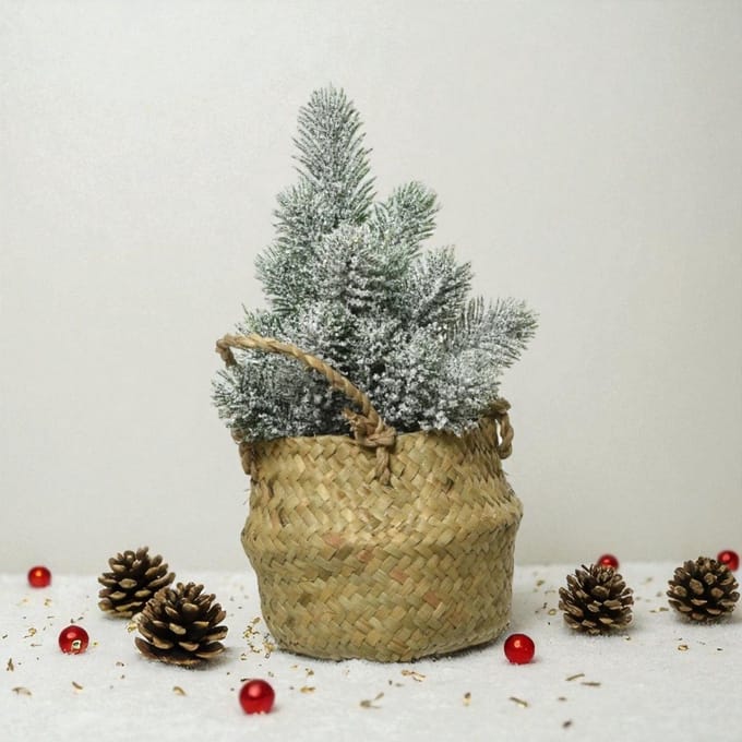 Micro Kerstboom Groen met Sneeuw - Mini-kerstboom ø13x24 cm