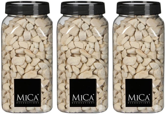 Mica Decorations decoratie steentjes - 3x - creme wit - 1 kilo - 650ml - hobby steentjes