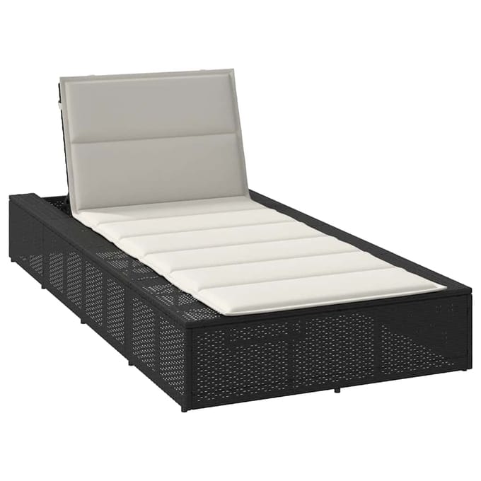 vidaXL - Ligbed - met - zwevend - kussen - poly - rattan - zwart