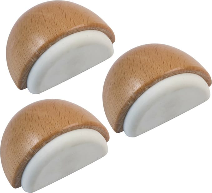 AMIG Deurstop/deurmagneet - 3x - D48mm - zelfklevend - beuken - hout