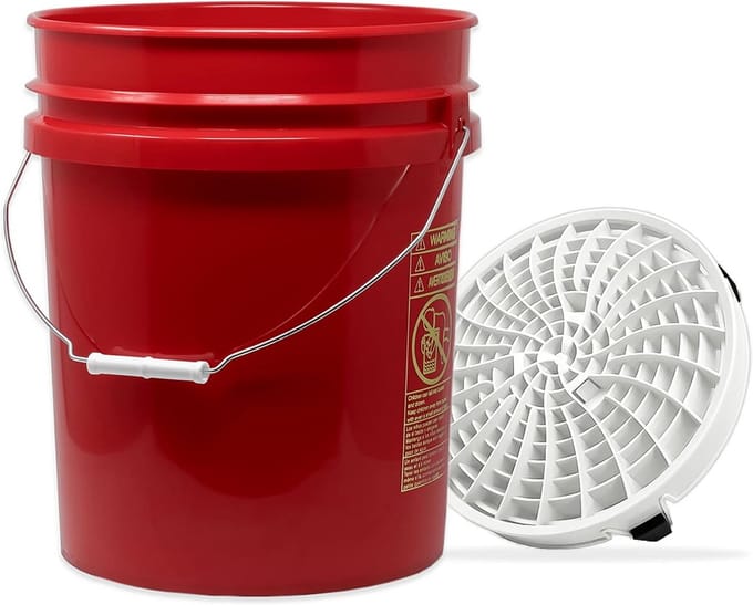 Wit Dirt Lock Emmer Insert voor Krasvrije Auto Wassen met Rode Wasemmer 5 Liter