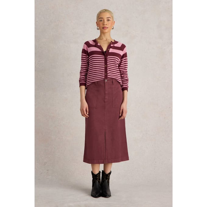 White Stuff Maren Midi Skirt Dark Plum Größe: 18 REGULAR | Jeansröcke Outlet | Damen | Magenta