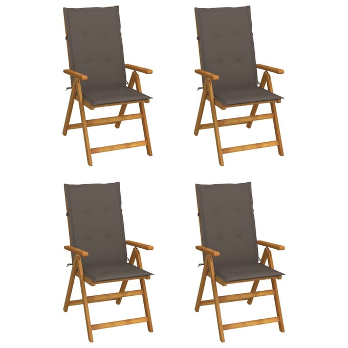 vidaXL - Inklapbare - stoelen - 4 - st - verstelbaar - met - kussens