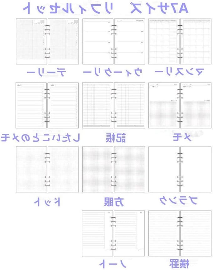 A7 Planner Inserts voor 6-Holes Pocket Binder, 100gsm Papier, 45 Vellen per Pack, 11 Ontwerpen voor Efficiënte Planning en Organisatie