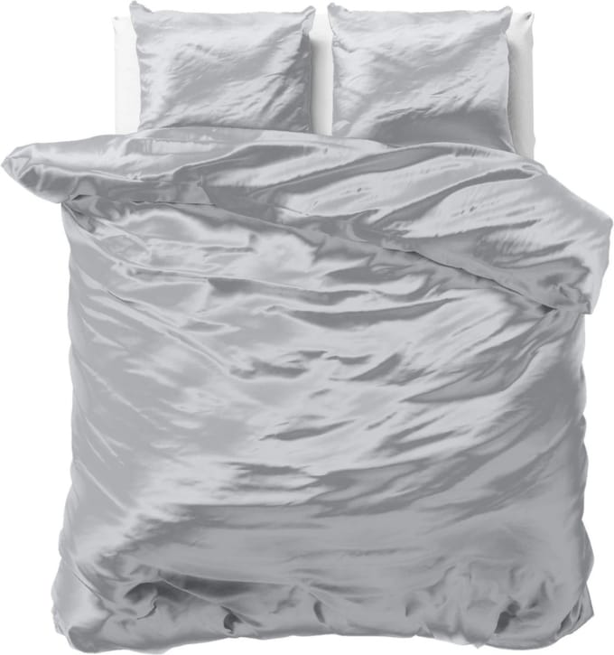 Decoware Dekbedovertrek Glans Satijn 140x220 cm - Grijs - Met Kussensloop - Eenpersoons