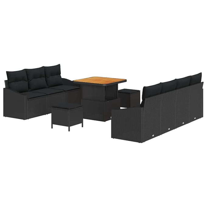 vidaXL Tuin Sofa Set 10 st 9-Aantal zitplaatsen Zwart