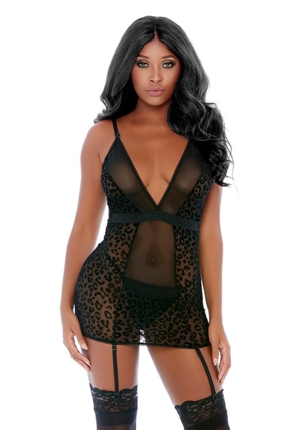 Forplay - Feline Frisky Chemise Set - Zwart