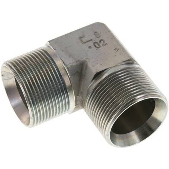 90° L-Koppeling G1 1/2'' Hoge Druk Staal  60° Conus 190bar Hydrauliek