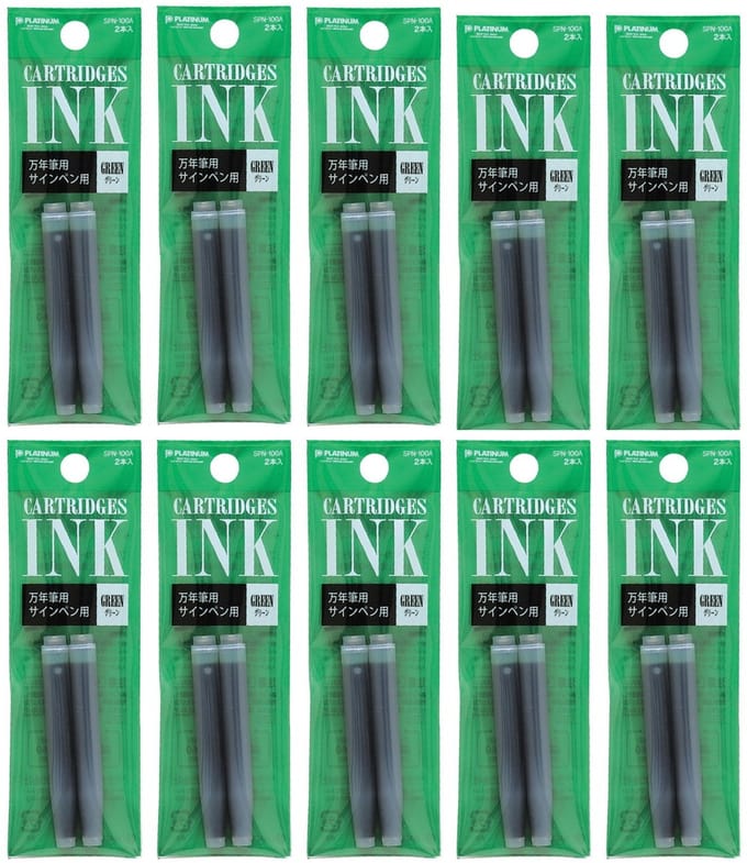 Platinum - Vulpeninkt - 10 zakjes van 2 patronen - Groen