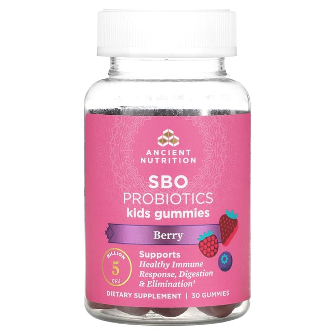 Ancient Nutrition, Kinderen, SBO Probioticum, Bessen smaak, 5 Miljard KVE, 30 Gummies