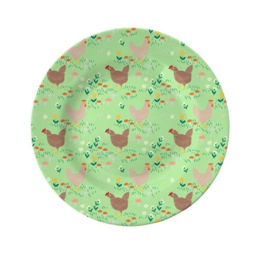 Rice pasen melamine bord rond hen print groen