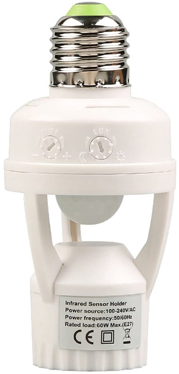 Allecto - Bewegingssensorlichtfitting - E27 Inductielamphouder - Auto Aan Uit - Slimme Sensorlampadapter - Nachtlichtbediening - Geschikt voor Kast...
