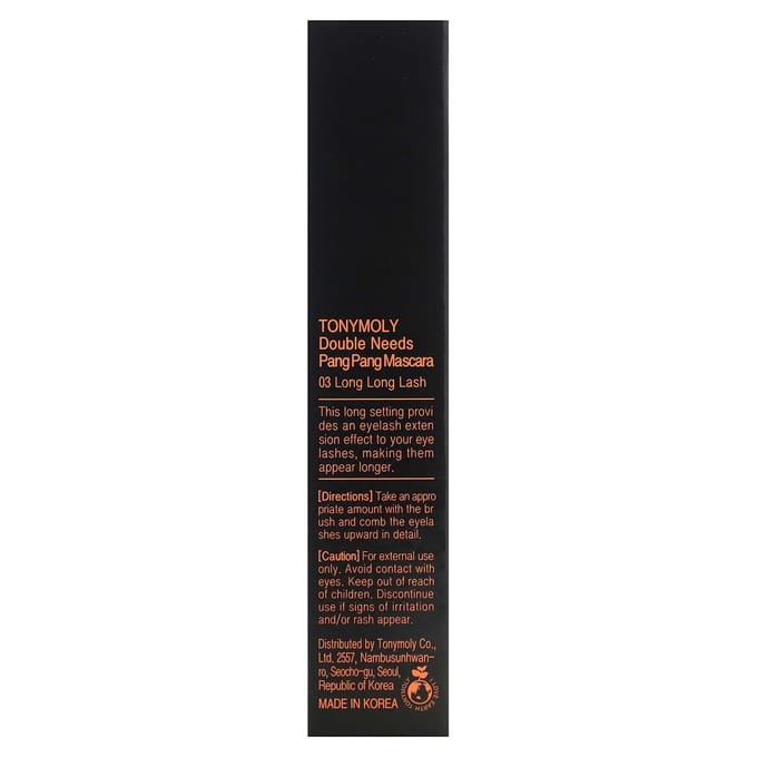 TonyMoly, Double Knees Pangpang Mascara, 03 Long Long Lash, 12g (0.42oz) orange