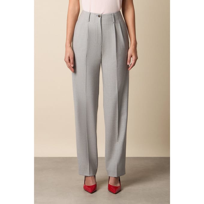 Brooks Brothers Wool Blend Stretch Pleated Trousers Light Grey Größe: 44 | Stoffhosen Outlet | Damen | Grau