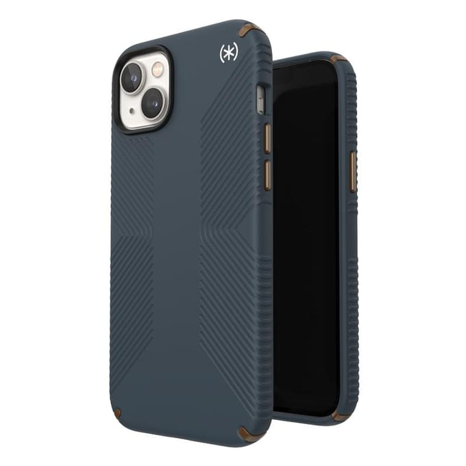 Speck Presidio2 Grip - Antislip Hoesje iPhone 15 Plus / 14 Plus (Houtskool / Koel Brons / Leisteen)