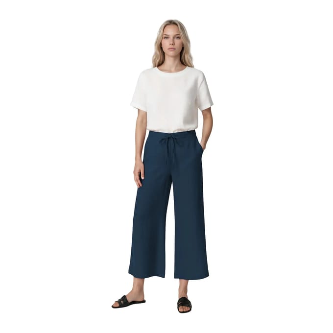 Damesbroek met wijde pijpen Haris Cotton Essentials Drawstring Waist