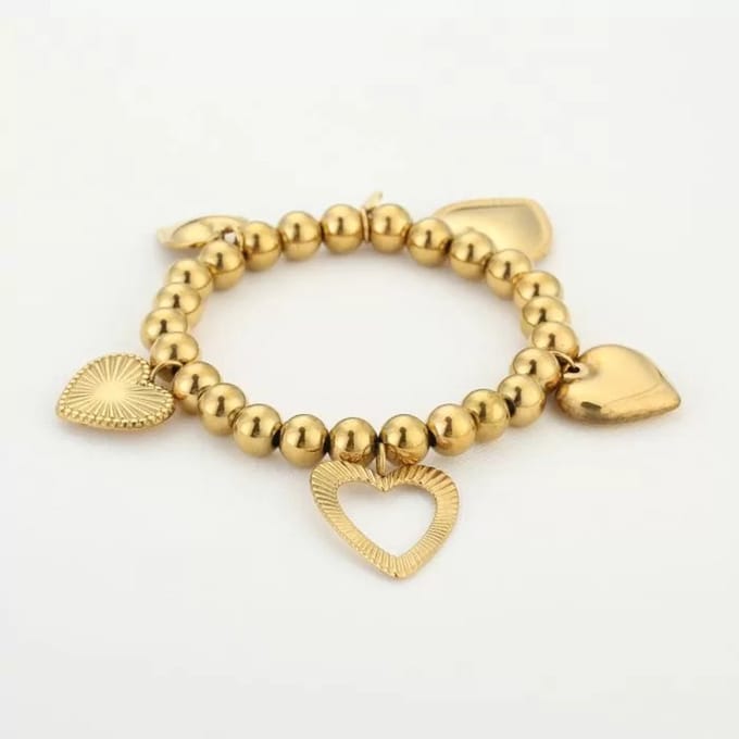 Bijoutheek Armband (Sieraad) Ballen Hart Bedels Goud