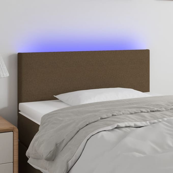 vidaXL - Hoofdbord - LED - 90x5x78/88 - cm - stof - donkerbruin