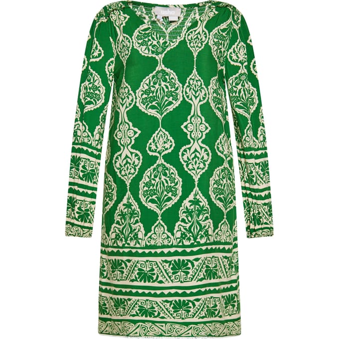 usha Jurk Dames groene crème