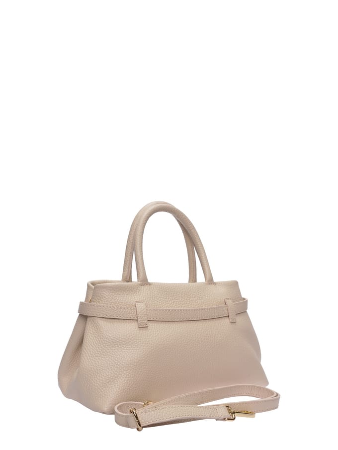 Luisa Vannini Beige Rundleer Tas