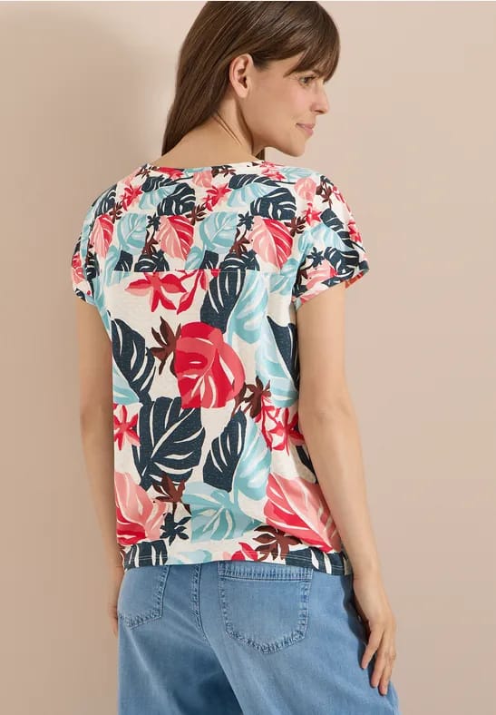 Shirt met boothals en print